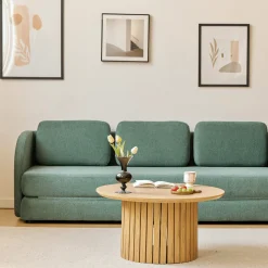 Milas rundt lamel sofabord - Ø80 cm - Egelook med søjleben