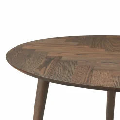 Miles - Rundt spisebord Ø120 cm i røget egefiner med sildebensmønster