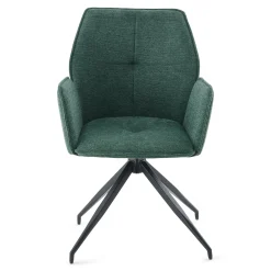 Minna Spisebordsstol - grøn tekstil med drejefunktion 360 grader