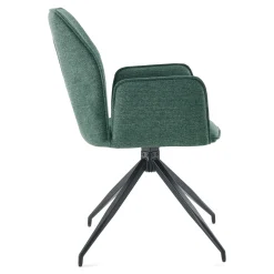 Minna Spisebordsstol - grøn tekstil med drejefunktion 360 grader