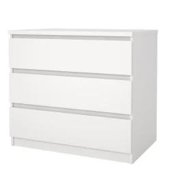 Naia kommode 3 skuffer hvid H: 70 x B: 77 x D: 50 cm