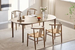 Naomi spisebordsstol i røget bøg med fletsæde