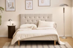 Nia sengegavl 140x63 cm i beige tekstil