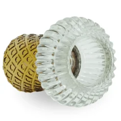 Nori glas fyrfadsstage amber/grå 13,5 cm