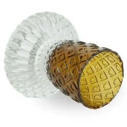 Nori glas fyrfadsstage amber/grå 13,5 cm