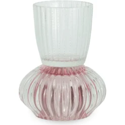 Nori glas fyrfadsstage lyserød/klar 13,5 cm