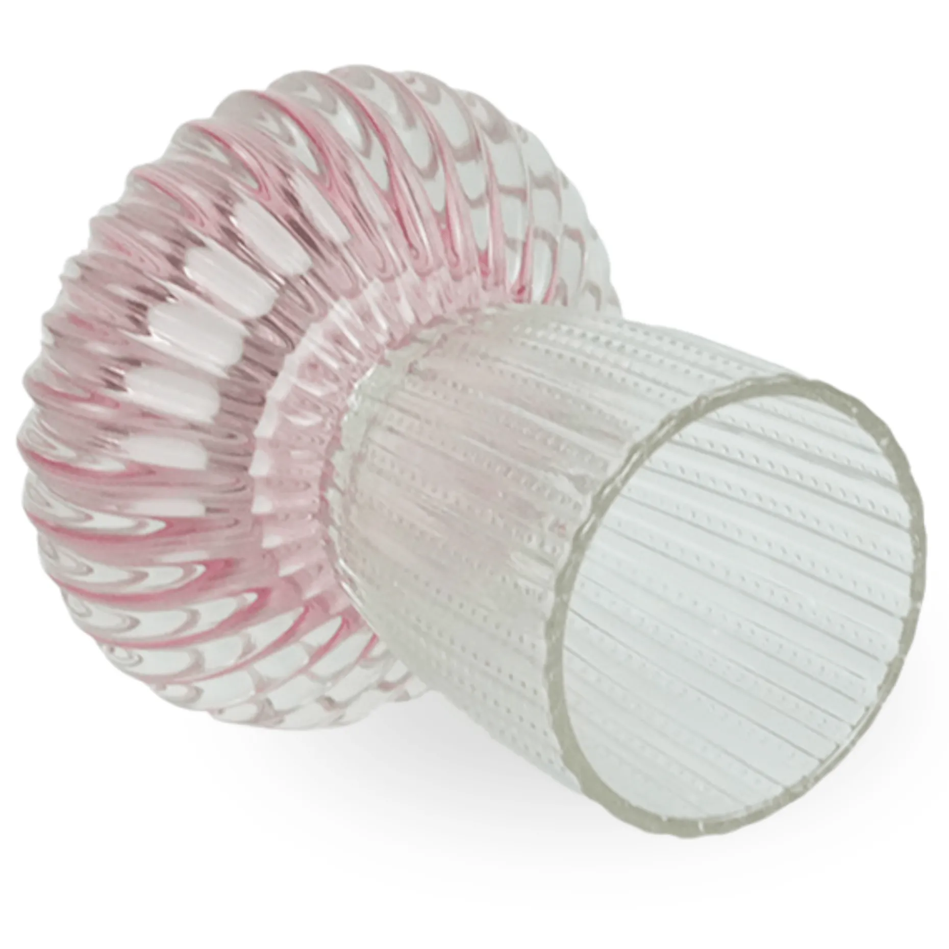 Nori glas fyrfadsstage lyserød/klar 13,5 cm