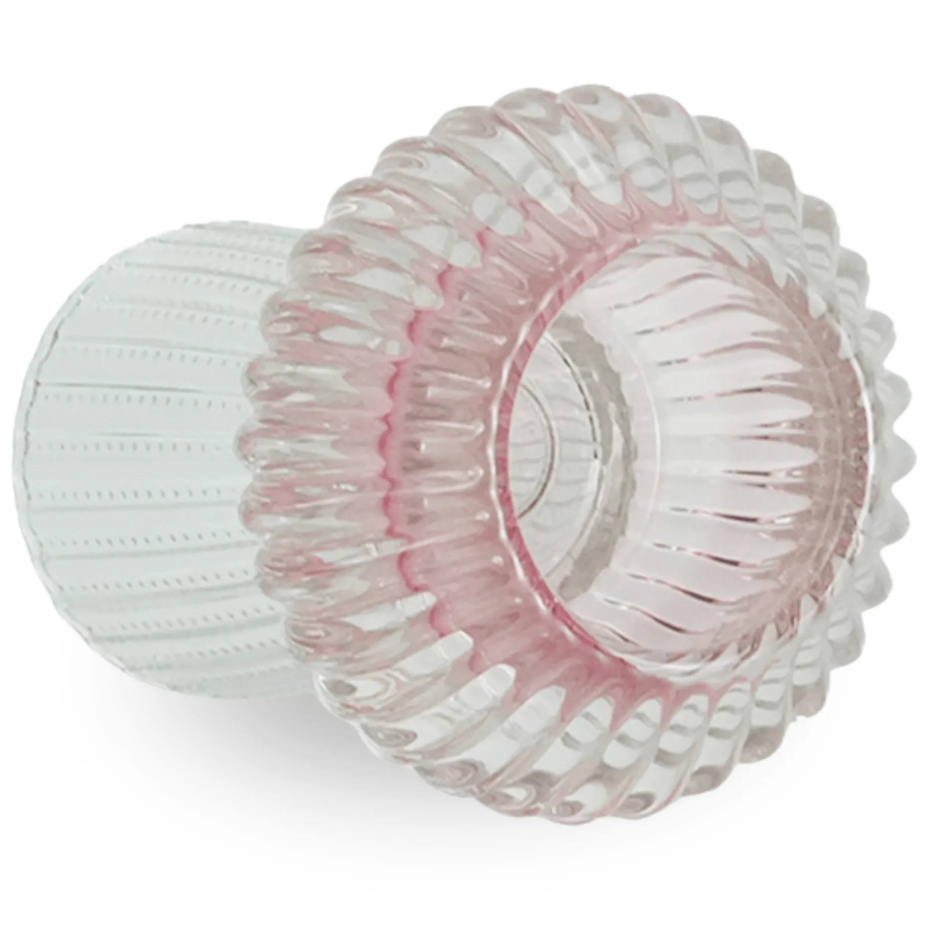 Nori glas fyrfadsstage lyserød/klar 13,5 cm