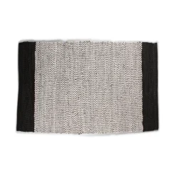 Parma tæppe - Grå/sort læder 90x60 cm