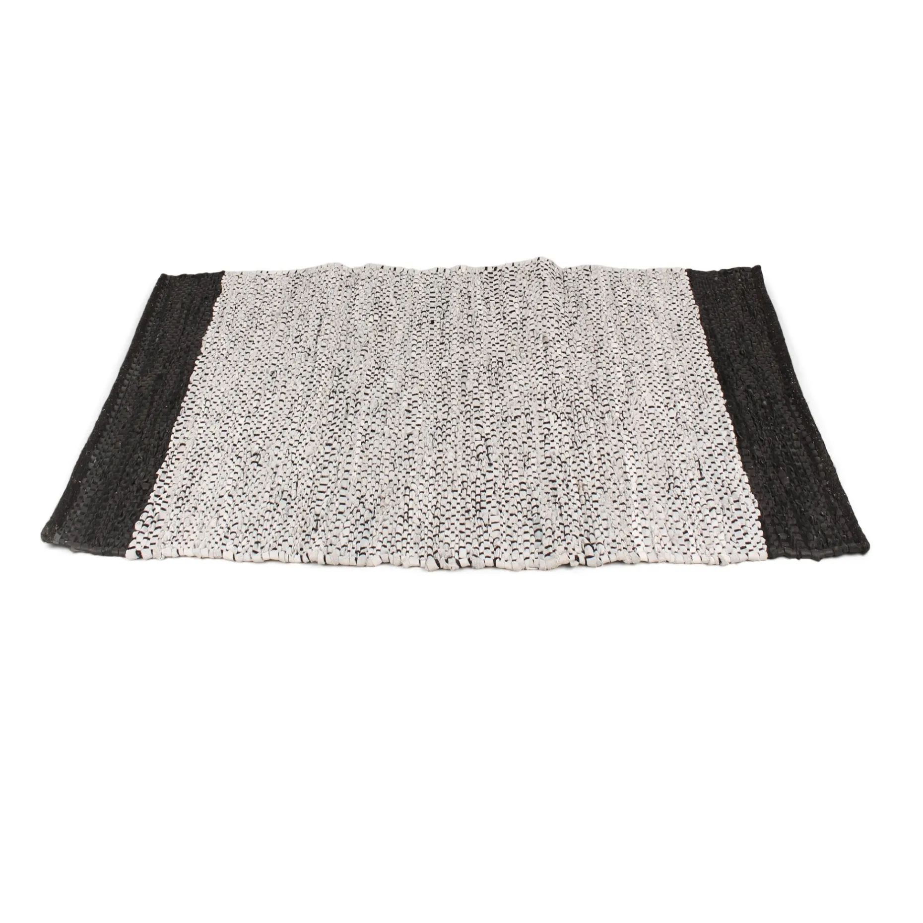 Parma tæppe - Grå/sort læder 90x60 cm