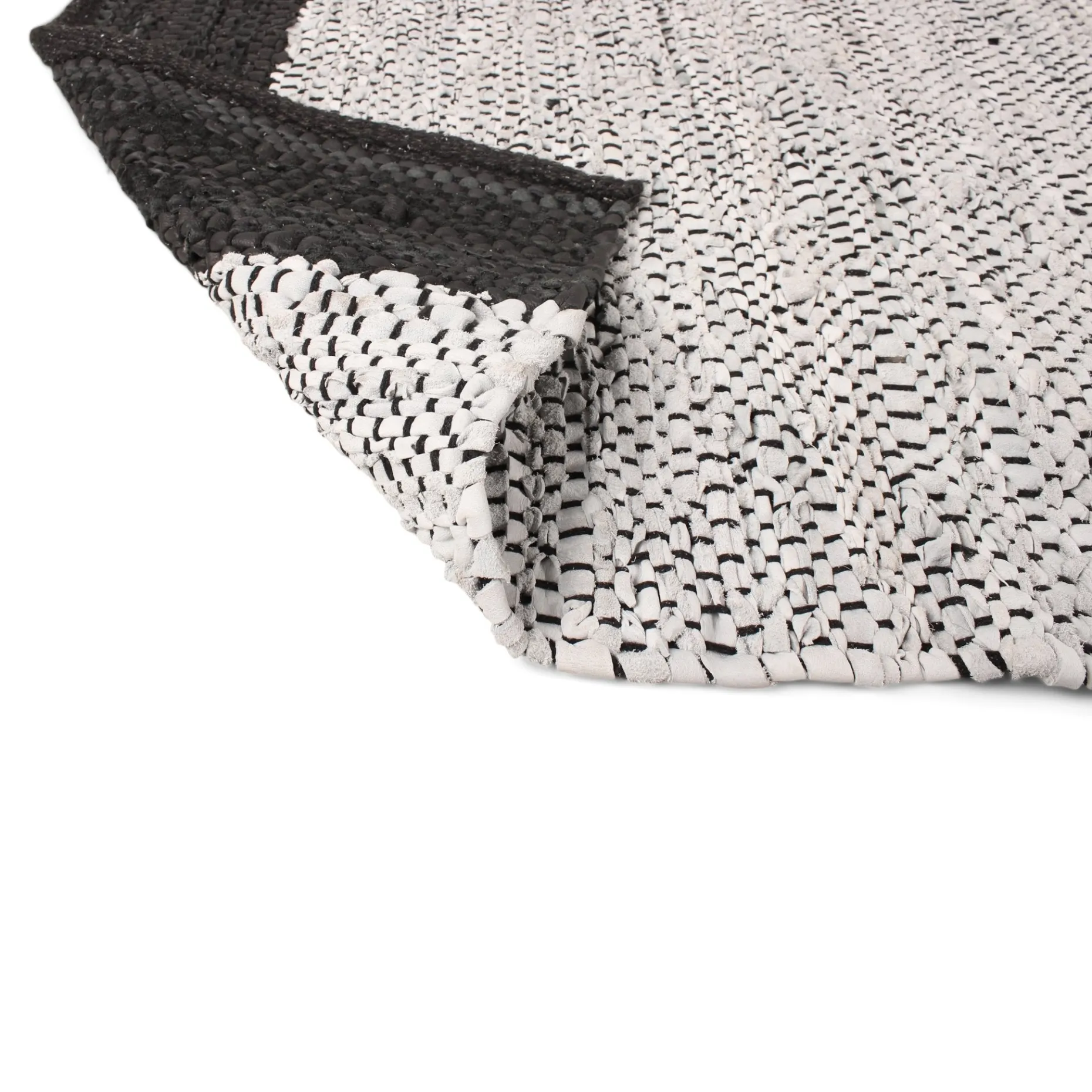 Parma tæppe - Grå/sort læder 90x60 cm