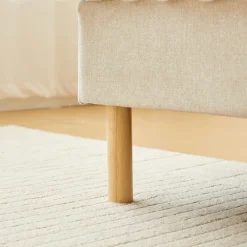 Premium boxmadras seng i beige med 90x200 cm med 7 cm topmadras i memoryskum ekskl. ben