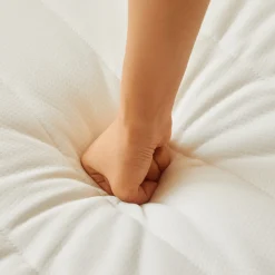 Premium boxmadras seng i beige med 90x200 cm med 7 cm topmadras i memoryskum ekskl. ben