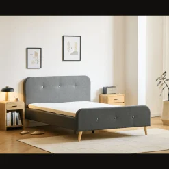 Premium Christian seng i grå 90x200 cm inkl. sengelameller og madrasser