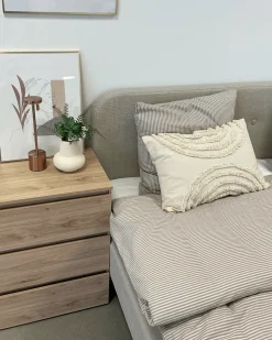 Premium Christian seng i beige 140x200 cm inkl. sengelameller og madrasser