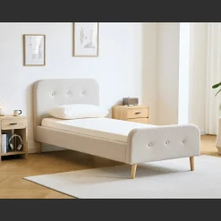 Premium Christian seng i beige 90x200 cm inkl. sengelameller og madrasser