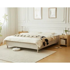 Premium Kontinentalseng i beige 180x200 cm med 7 cm topmadras i memoryskum inkl. chrome ben