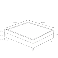 Premium Kontinentalseng i beige 180x200 cm med 7 cm topmadras i memoryskum inkl. chrome ben
