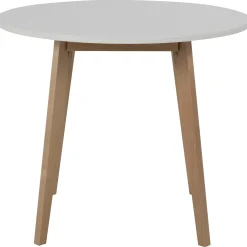 Raven hvidt rundt spisebord i birk Ø90 cm