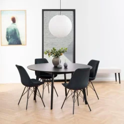 Rickie spisebord i sort Ø140 cm