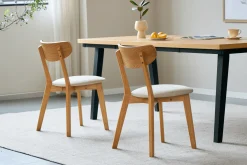 Rory spisebordsstol - Træstol i eg med polstret sæde