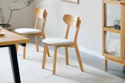 Rory spisebordsstol - Træstol i eg med polstret sæde