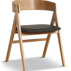 Samantha træstol i eg med sort PU sæde