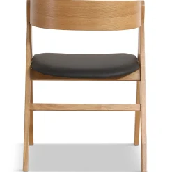 Samantha træstol i eg med sort PU sæde