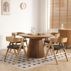 Samantha træstol i eg med sort PU sæde