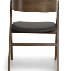 Samantha træstol i røget eg med sort PU sæde