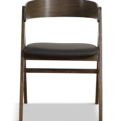 Samantha træstol i røget eg med sort PU sæde