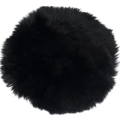Sort rund lammeskindshynde i sort Ø35 cm Imiteret