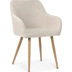 Spisebordssæt - Lewis lamel spisebord Ø120 cm med udtræk i egefiner + 6 x Jenna spisebordsstole i beige