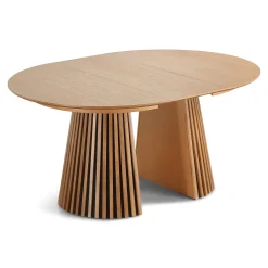 Spisebordssæt - Lewis lamel spisebord Ø120 cm med udtræk i egefiner + 6 x Jenna spisebordsstole i beige