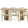 Spisebordssæt - Lewis lamel spisebord Ø120 cm med udtræk i egefiner + 6 x Bella spisebordsstole i egelook