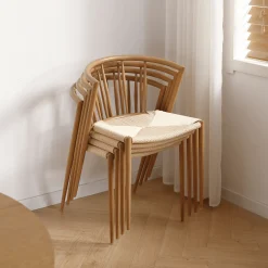 Spisebordssæt - Lewis lamel spisebord Ø120 cm med udtræk i egefiner + 6 x Bella spisebordsstole i egelook