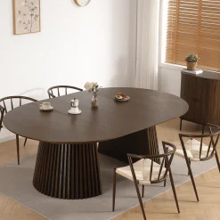 Spisebordssæt - Lewis lamel spisebord Ø120 cm med udtræk i røget egefiner + 6 x Bella spisebordsstole i røget eg