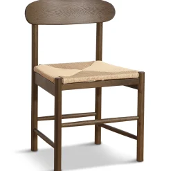 Spisebordssæt - Lewis lamel spisebord Ø120 cm med udtræk i røget egefiner + 6 x Madison spisebordsstole i røget eg med fletsæde