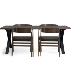 Spisebordssæt - Susan plankebord i røget eg 200 cm + 4 x Samantha spisebordsstol i røget eg