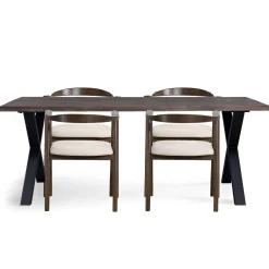 Spisebordssæt - Susan plankebord i røget eg 200 cm + 4 x Jocelyn spisebordsstol i røget eg