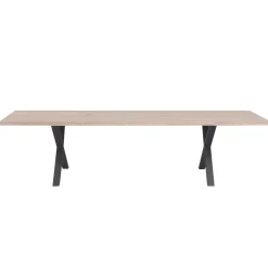 Susan plankebord - 300x95 cm - i hvidolieret eg med krydsben - (Forberedt til tillægsplader)