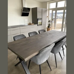 Susan plankebord - 240x95 cm - i smoked eg med krydsben - (Forberedt til tillægsplader)