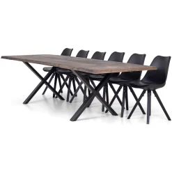 Susan plankebord - 300x95 cm - i smoked eg med krydsben - (Forberedt til tillægsplader)