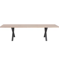 Susan plankebord - 300x95 cm - i hvidolieret eg med krydsben - (Forberedt til tillægsplader)