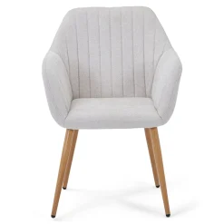 Vanessa spisebordsstol med armlæn - beige tekstil og egelook