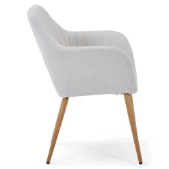 Vanessa spisebordsstol med armlæn - beige tekstil og egelook