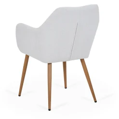 Vanessa spisebordsstol med armlæn - hvid boucle og egelook