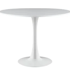 Zander - Rundt hvidt spisebord med trompetfod - Ø90 cm