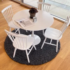 Zander - Rundt hvidt spisebord med trompetfod - Ø90 cm